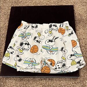 White Snoopy Print Shorts/boxers- Basketball & Surf Design